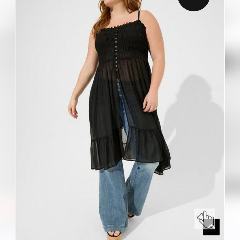 🆕️ 3X BLACK CHIFFON SLEEVELESS TUNIC